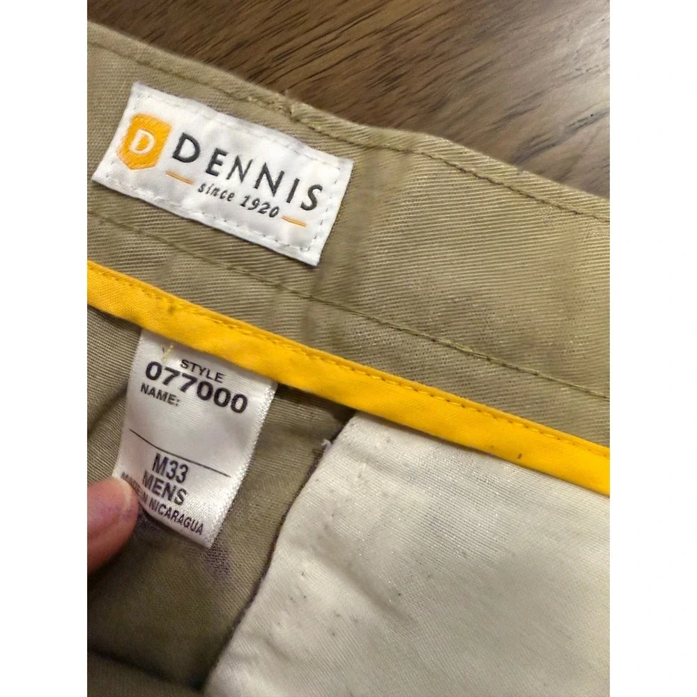 Dennis Uniform Mens Khaki Chino Pants Tan Straight Leg Style 077000 Size 32x26.5